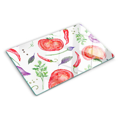 Tocător sticlă Accente vegetale în acuarelă
