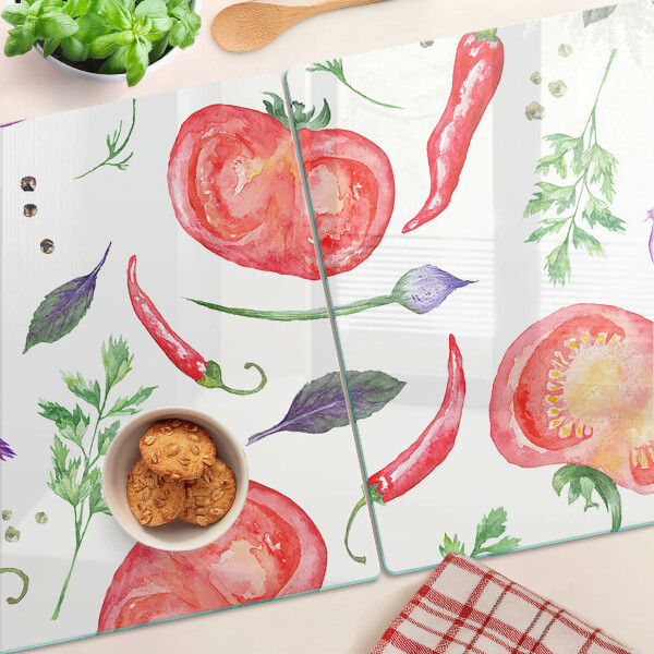 Tocător sticlă Accente vegetale în acuarelă
