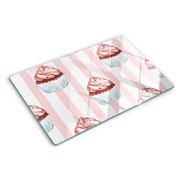 Tocător de bucătărie Cupcakes cu dungi roz