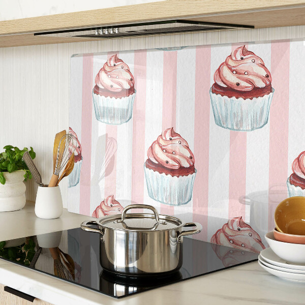 Tocător de bucătărie Cupcakes cu dungi roz