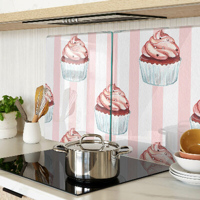Tocător de bucătărie Cupcakes cu dungi roz