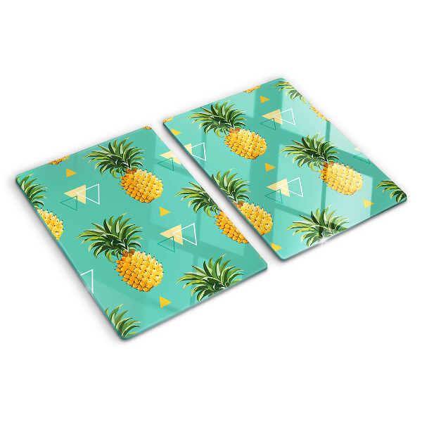 Tocător din sticlă Ananas pe un fundal turcoaz