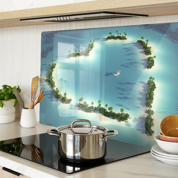 Tocător din sticlă O insulă paradisiac cu palmieri