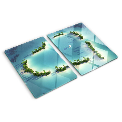 Tocător din sticlă O insulă paradisiac cu palmieri