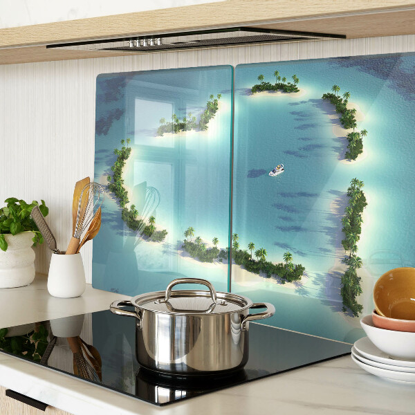 Tocător din sticlă O insulă paradisiac cu palmieri