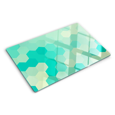 Tocător sticlă Model hexagonal în nuanțe de turcoaz