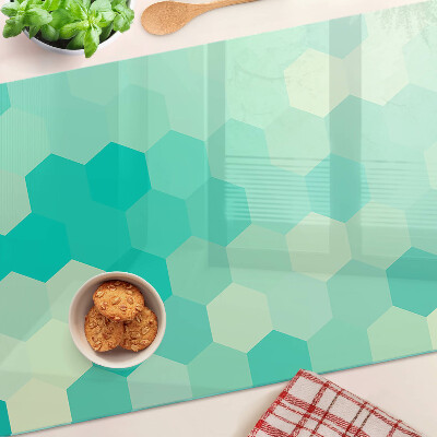 Tocător sticlă Model hexagonal în nuanțe de turcoaz
