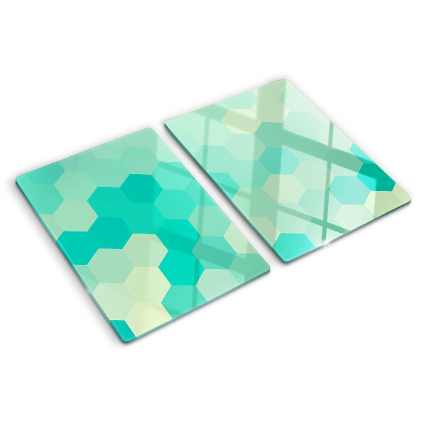 Tocător sticlă Model hexagonal în nuanțe de turcoaz
