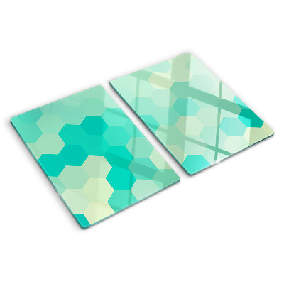 Tocător sticlă Model hexagonal în nuanțe de turcoaz