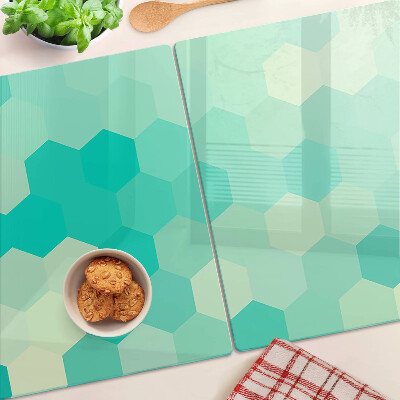 Tocător sticlă Model hexagonal în nuanțe de turcoaz