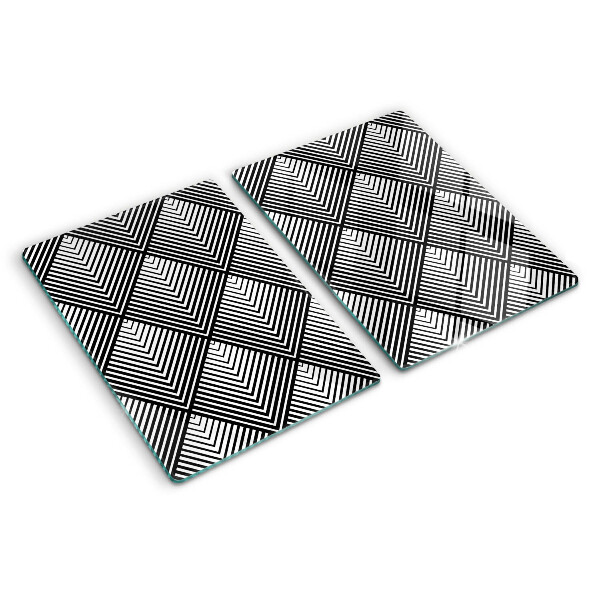 Tocător din sticlă Geometrie în alb și negru