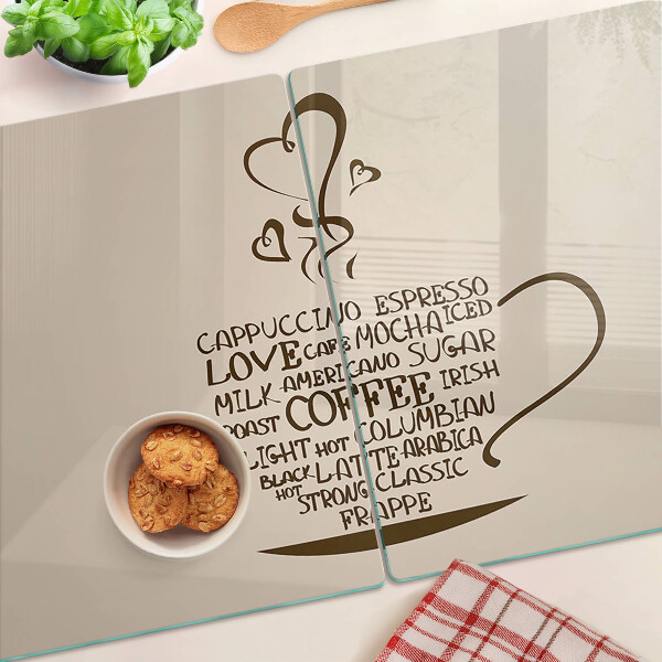 Tocător din sticlă Cafea și inimă