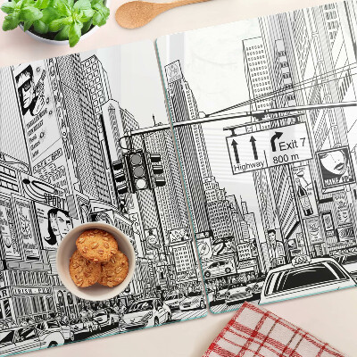 Tocător sticlă New York în stilul benzilor desenate