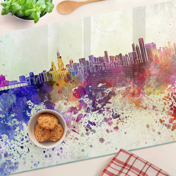 Tocător din sticlă Panoramă a orașului în locuri colorate