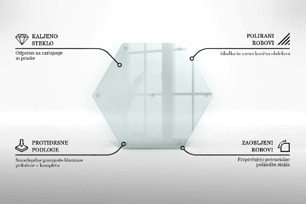 Tocător de bucătărie hexagonală transparentă