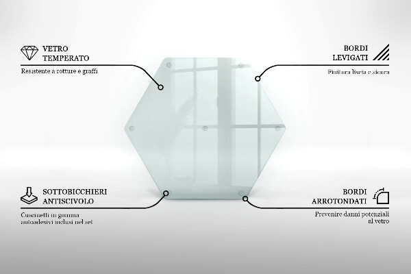 Tocător de bucătărie hexagonală transparentă