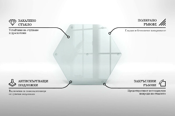 Tocător de bucătărie hexagonală transparentă