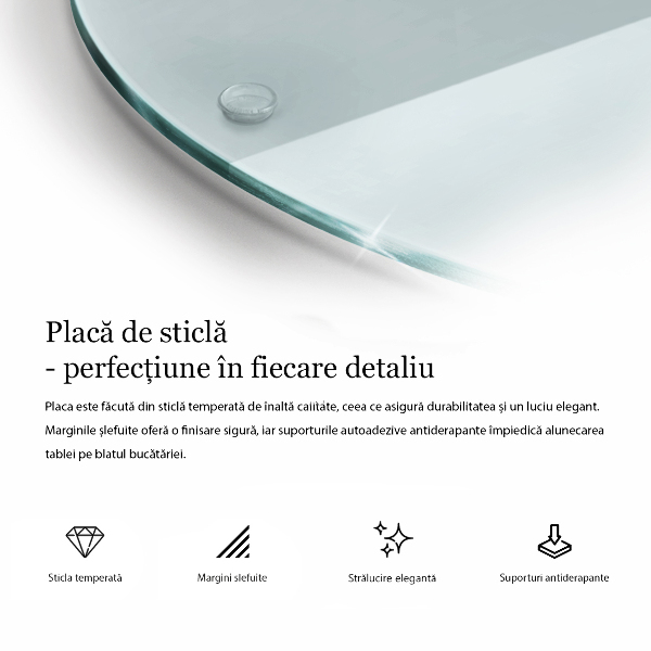 Tocător sticlă rotundă transparentă