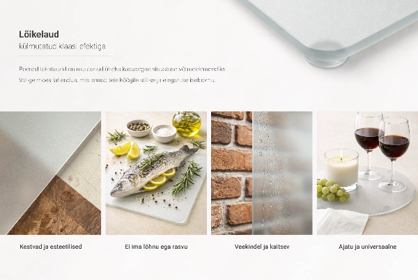 Tocător din sticlă cu finisaj dublu semitransparent