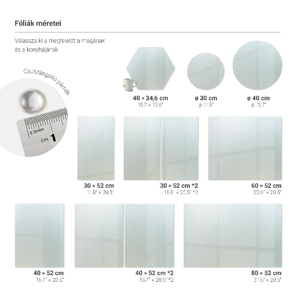 Tocător din sticlă cu finisaj dublu semitransparent