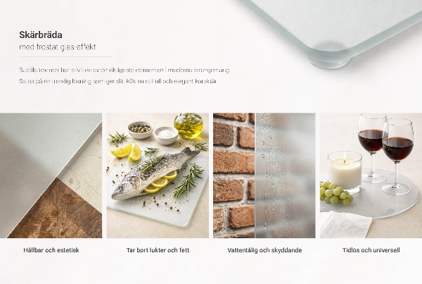 Tocător din sticlă cu finisaj dublu semitransparent