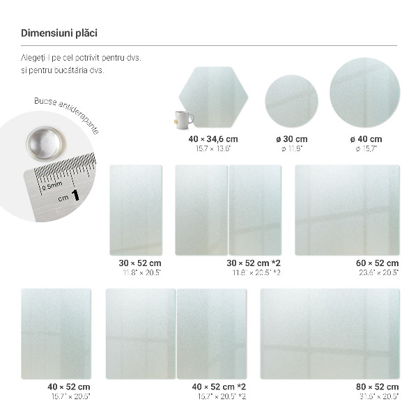 Tocător din sticlă dreptunghiular, semitransparent