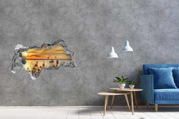 Autocolant autoadeziv gaură Apus de soare peste lac