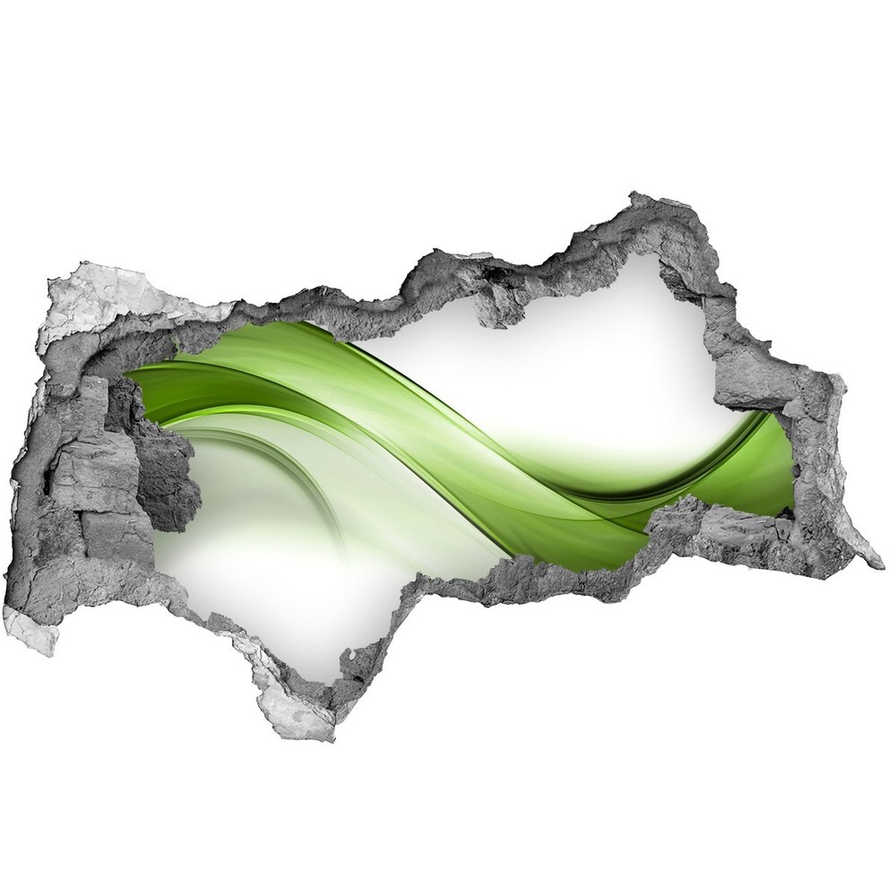 Fototapet 3D gaură în perete undă verde