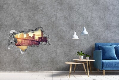 Fototapet 3D gaură în perete Podul Brooklyn la apus