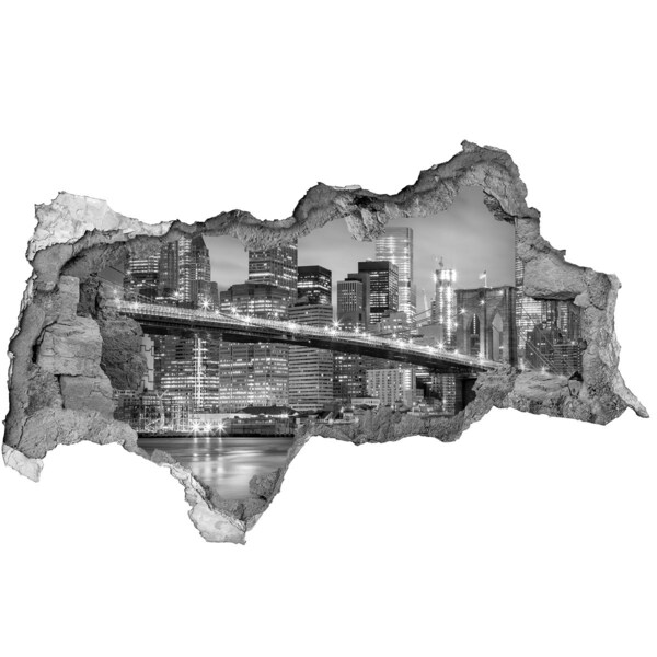 Autocolant de perete gaură 3D Podul Brooklyn din New York