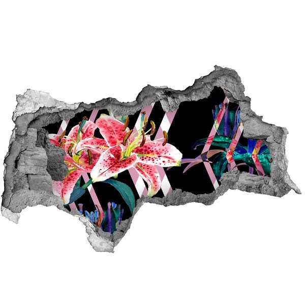 Autocolant de perete gaură 3D Gaură de floare în perete