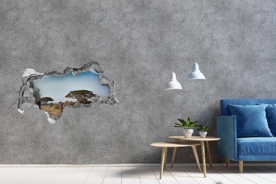 Autocolant de perete gaură 3D Savană africană cu elefanți