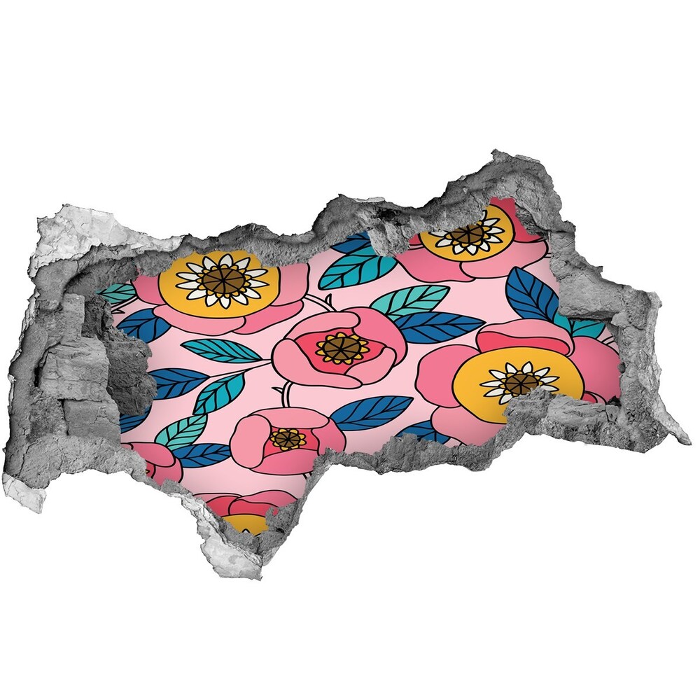 Autocolant de perete gaură 3D flori roz