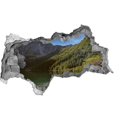Autocolant gaură 3D Lac de munte în vale