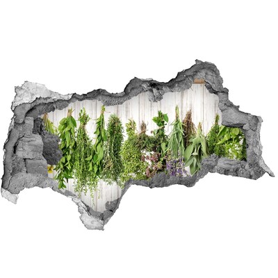 Autocolant gaură 3D Grădina de plante aromatice în ruine