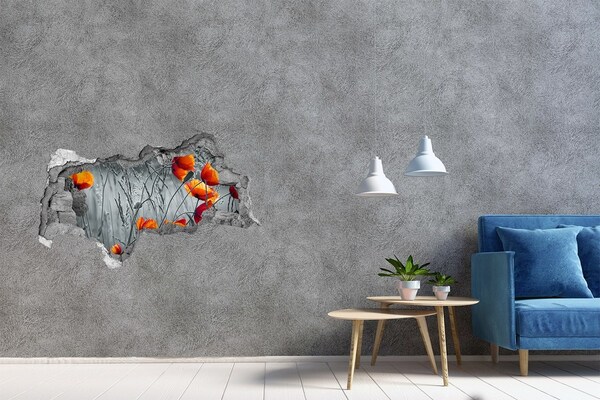 Autocolant un zid spart cu priveliște Flori în beton