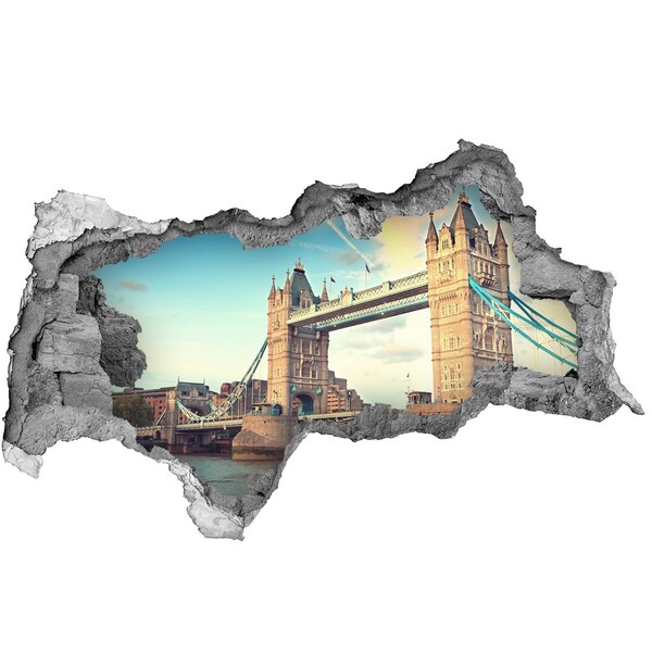 Autocolant 3D gaura cu priveliște Tower Bridge din Londra