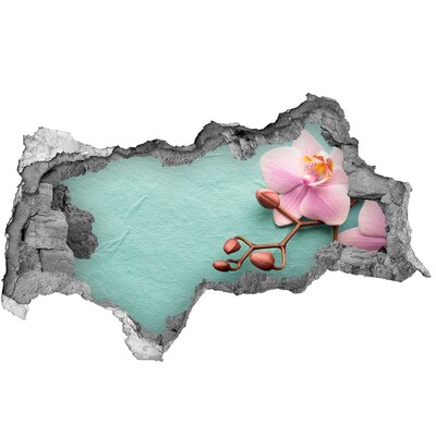 Autocolant de perete gaură 3D Floare de orhidee într-un perete deteriorat