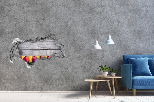 Autocolant autoadeziv gaură Flori printr-o gaură în perete