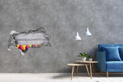 Autocolant autoadeziv gaură Flori printr-o gaură în perete