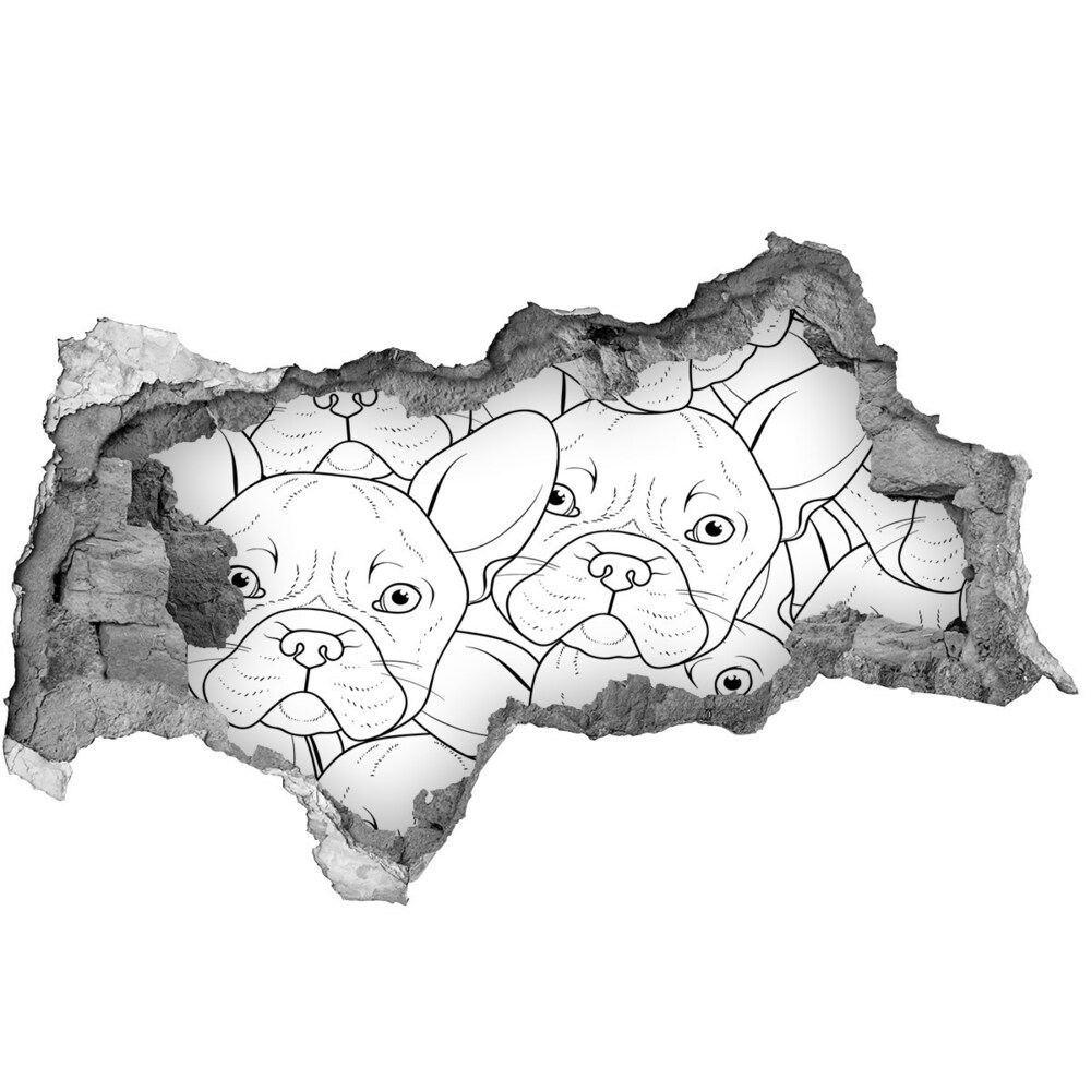 Autocolant 3D gaura cu priveliște Bulldogs franceză