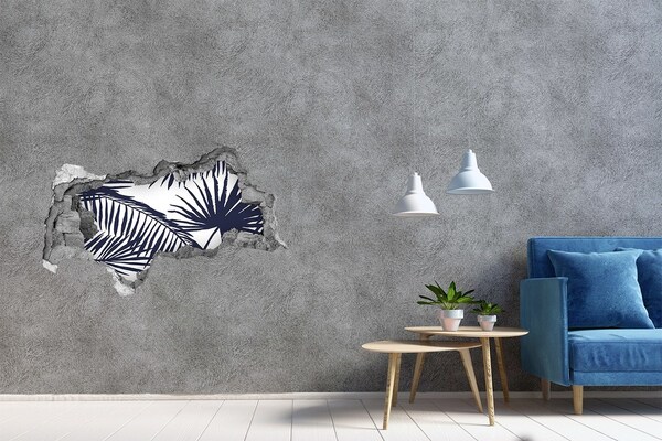 Autocolant de perete gaură 3D Oază tropicală cu palmieri