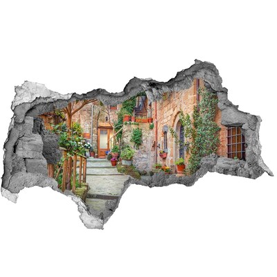 Autocolant de perete gaură 3D Un oraș fermecător din Toscana