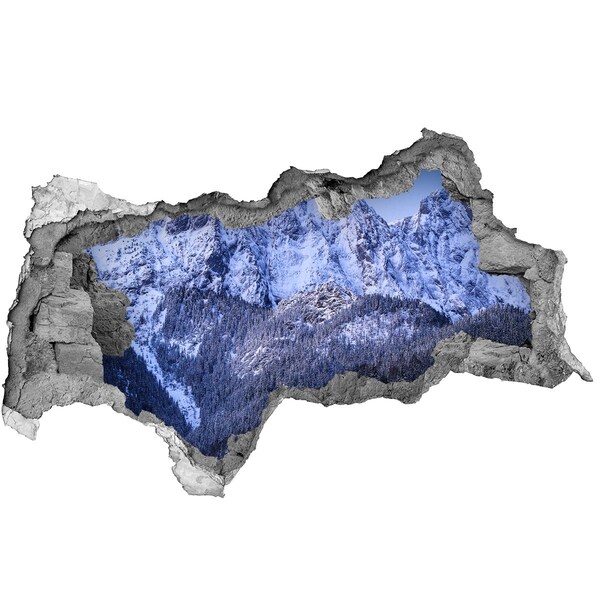 Autocolant autoadeziv gaură Peisaj montan în peisajul de iarnă