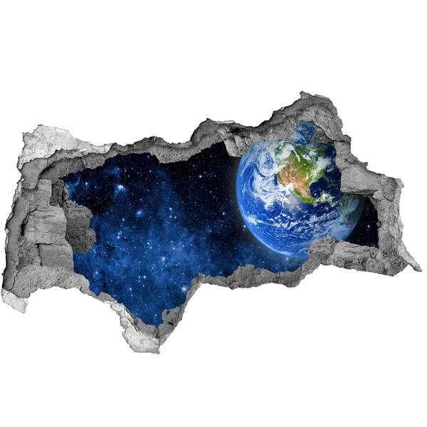Autocolant gaură 3D Vedere cosmică dintr-o gaură în perete