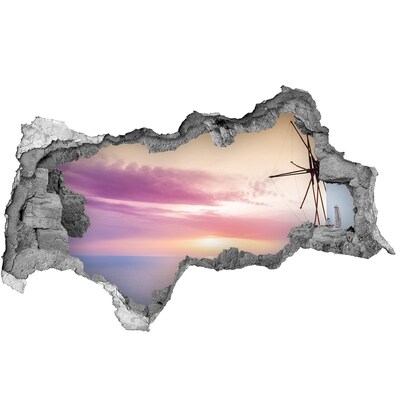 Autocolant un zid spart cu priveliște Vedere a insulei grecești