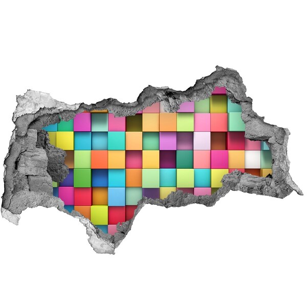 Autocolant gaură 3D Blocuri colorate într-o gaură din perete