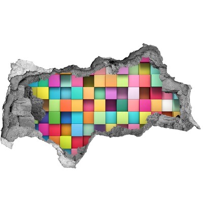 Autocolant gaură 3D Blocuri colorate într-o gaură din perete