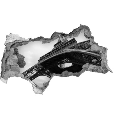 Autocolant de perete gaură 3D Turnul Eiffel într-un decor monocromatic