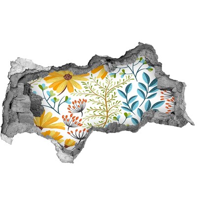 Autocolant de perete gaură 3D Un paradis al florilor în spatele zidului
